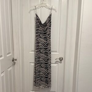 Zara Monochrome Zebra Print Maxi Dress